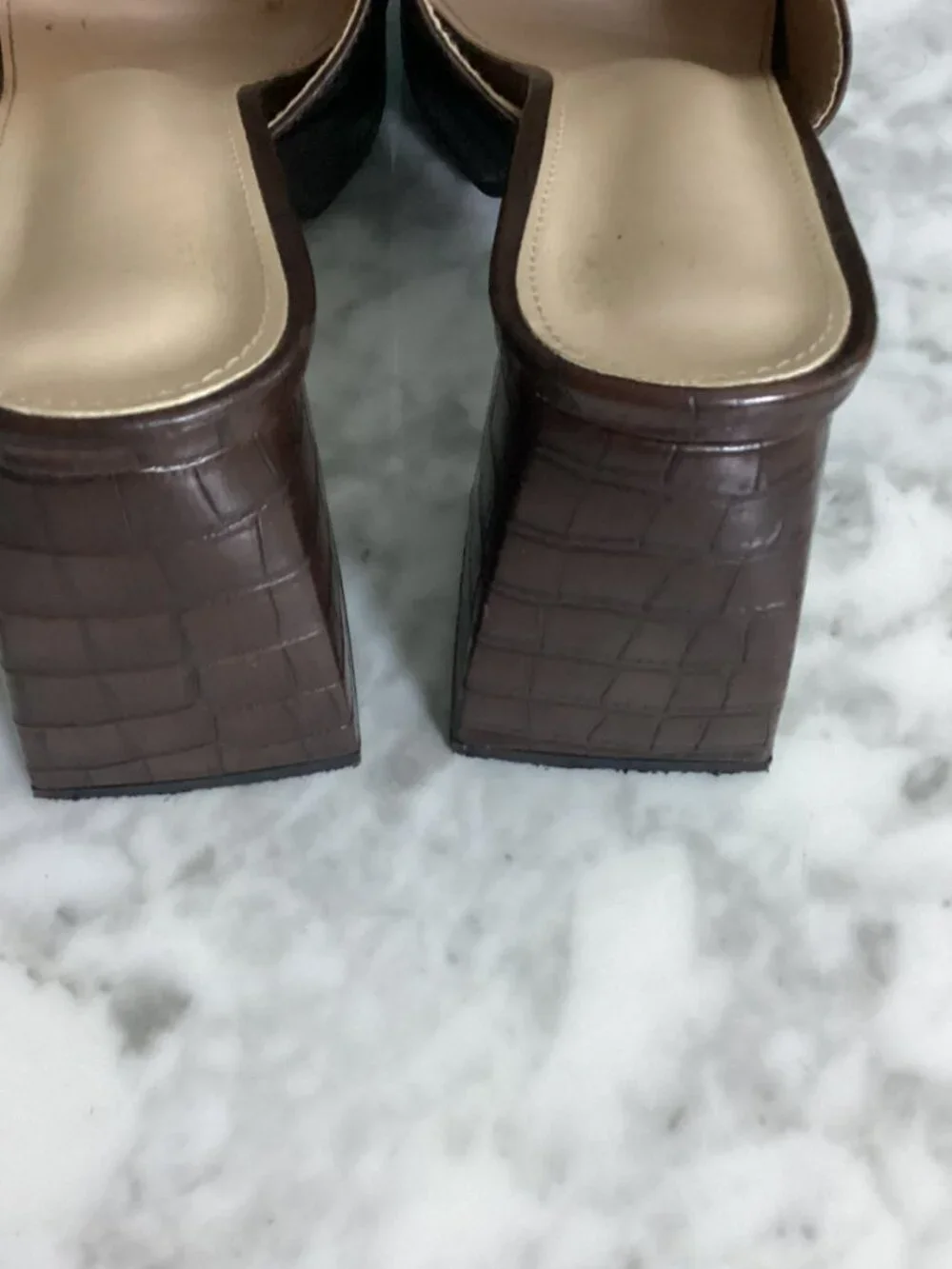Brown Slip-on Platform Heels - sz 41.